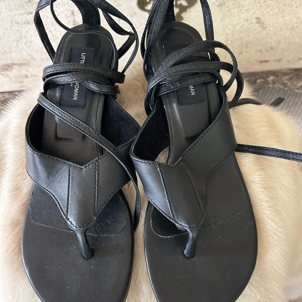 Black Leather Women's Sandals by Little Joe Woman